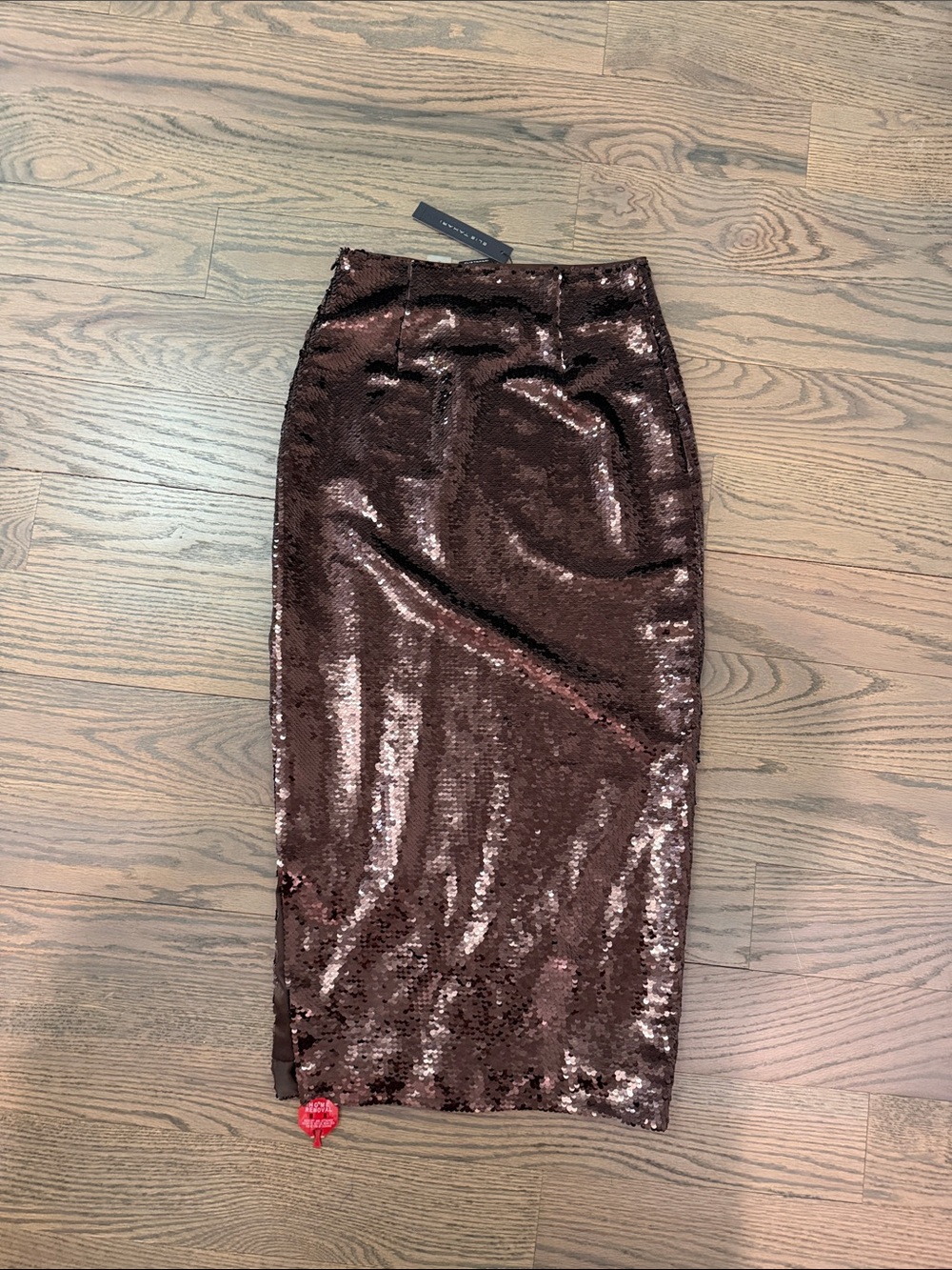 Brown Sequin Pencil Skirt - Sleek High-Rise Evening Pencil